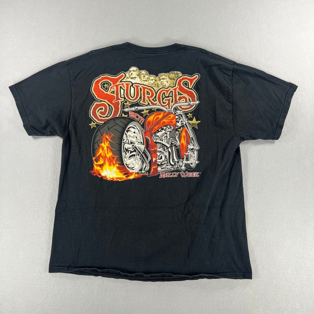 Sturgis Bike Week 2011 Back Hit Mount Rushmore Biker Black Mens Size (Large)